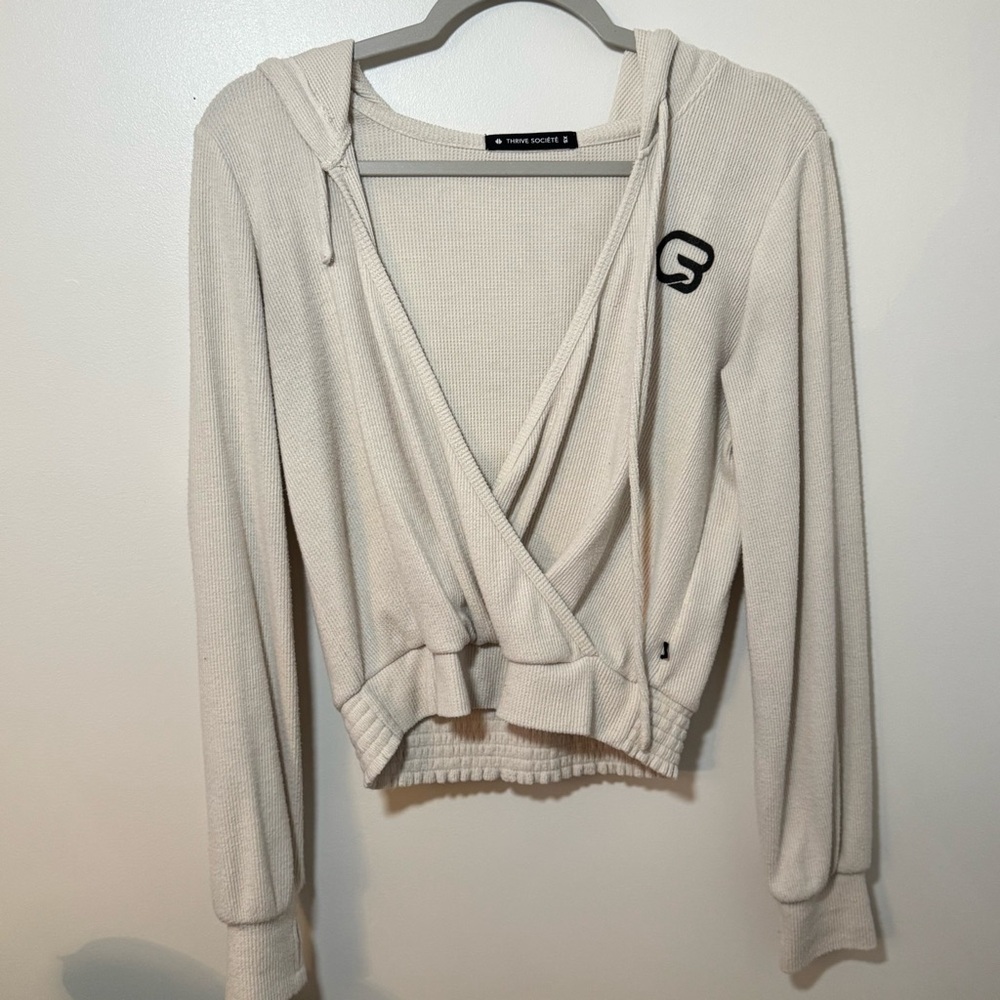 THRIVE SOCIÉTÉ Waffle Wrap Hoodie Top Cyclebar branded